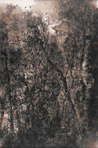 张彦 甲申（2004）年作 山水 镜心